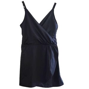 Lands' End modest black swimsuit one piece with skirt‎ and shelf bra size small